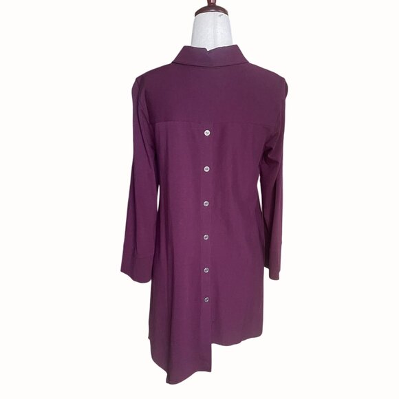 Soft Surroundings Plum Santa Barbara Brushed Jersey Button Front Tunic Top XS - Picture 4 of 6